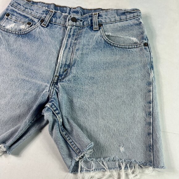 VTG 80s Levi's Jean Shorts Men's 29* Light Blue Faded Cut Off Frayed Denim Jorts - Picture 3 of 16